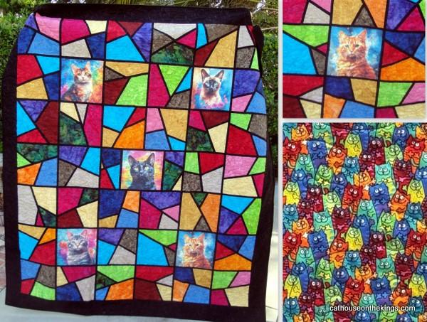Stained Glass Cats Quilt - Click to enlarge