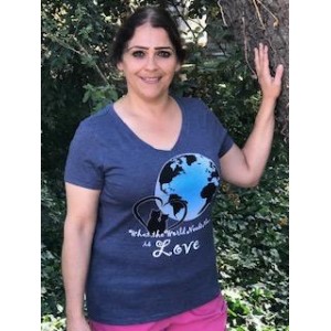 Women's V-neck, short sleeve, The World Needs Love Tshirt