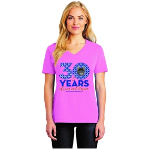 Women's 30th Anniversary V-neck T-shirt in Candy Pink