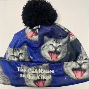 Cat in Space Beanie with embroidery