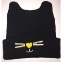Black Baby Beanie with embroidery and ears